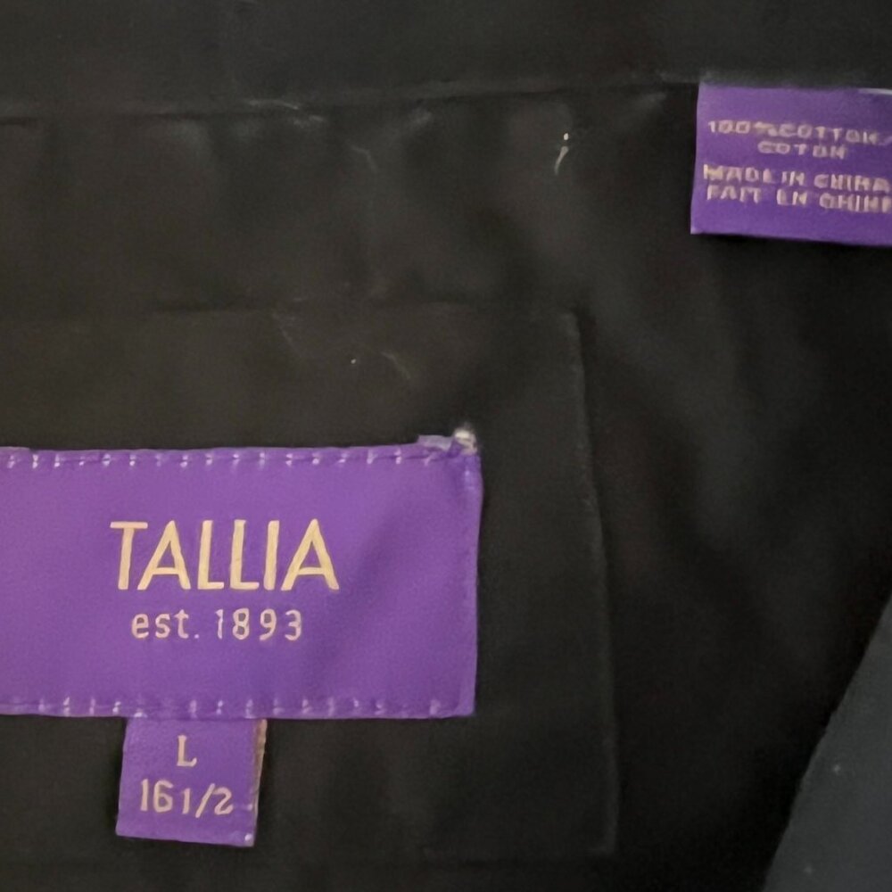Tallia Men's Large Black Long Sleeve Button Down with Flower Accent - Picture 4 of 5